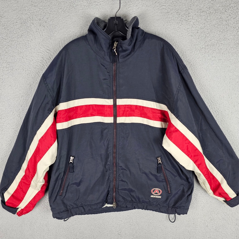 Abercrombie Jacket Y2K Mens M Blue Performance Colorblock Vintage Fleece Lined